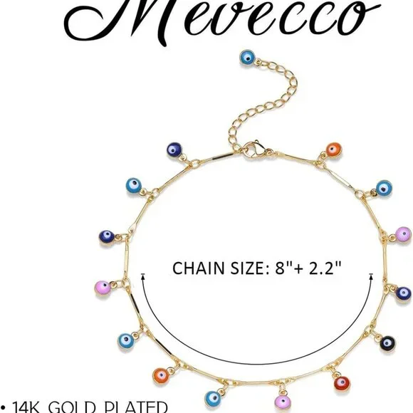 Anklet for Women Gold Chain 14K Gold Plated Dainty Boho Beach Summer Simple Foot - Picture 6 of 7